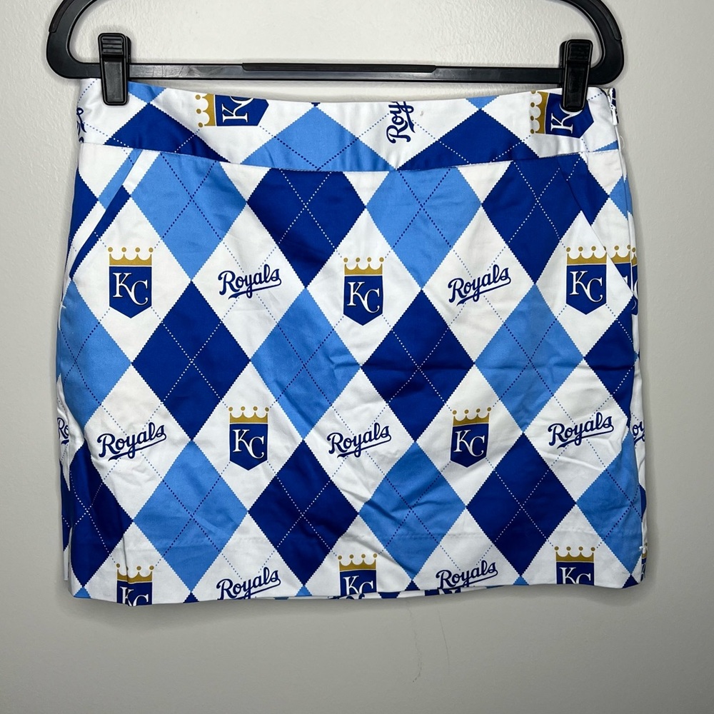 NWT LOUDMOUTH KC Royals Argyle Active Skort Blue 10 Kansas City